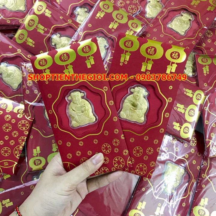 Bao Lì Xì Thần Tài Mạ Vàng 24K - SP000279